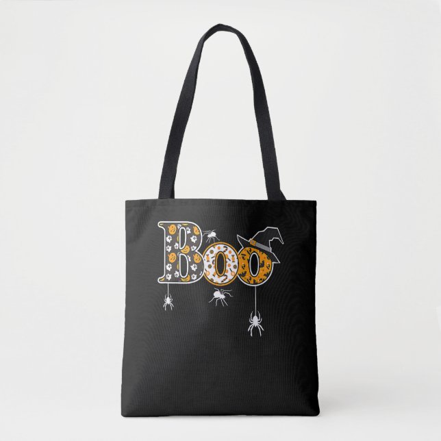 Spider Gift | Halloween Boo Spider Tote Bag (Front)