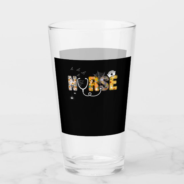 Spider Gift | Halloween Nurse With Pumpkin Spider Glass (Front)