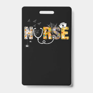 Spider Gift Halloween Nurse With Pumpkin Spider ID Badge
