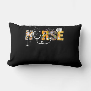 Spider Gift   Halloween Nurse With Pumpkin Spider Lumbar Cushion