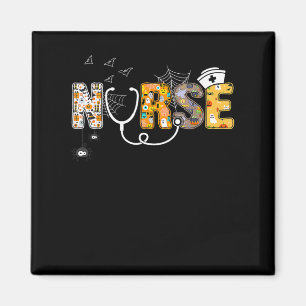 Spider Gift Halloween Nurse With Pumpkin Spider Magnet