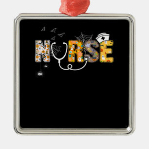 Spider Gift Halloween Nurse With Pumpkin Spider Metal Tree Decoration