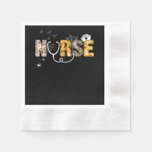 Spider Gift Halloween Nurse With Pumpkin Spider Napkin