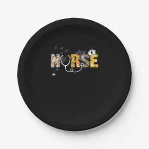 Spider Gift Halloween Nurse With Pumpkin Spider Paper Plate