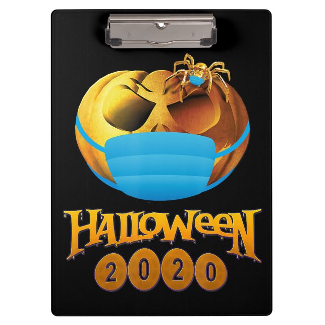 Spider Gift | Halloween Pumpkin And Spider Mask Clipboard (Front)