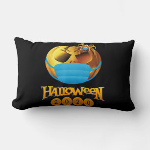 Spider Gift   Halloween Pumpkin And Spider Mask Lumbar Cushion