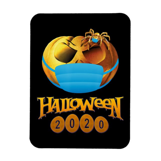 Spider Gift | Halloween Pumpkin And Spider Mask Magnet (Vertical)