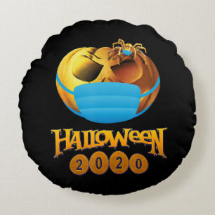Spider Gift   Halloween Pumpkin And Spider Mask Round Cushion