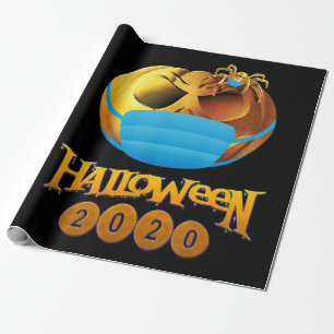 Spider Gift Halloween Pumpkin And Spider Mask Wrapping Paper