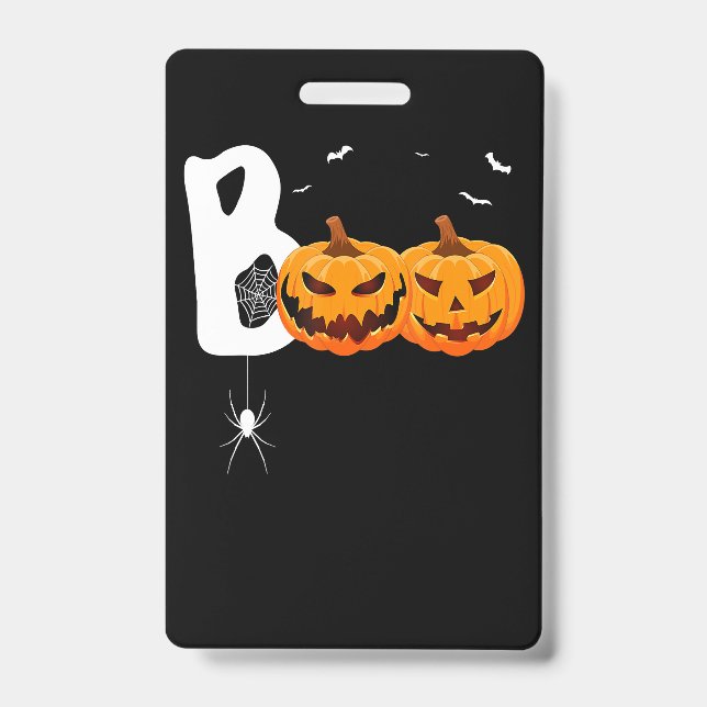 Spider Gift | Halloween Pumpkins Spider ID Badge (Front)
