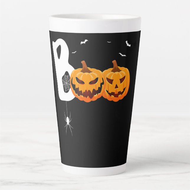 Spider Gift | Halloween Pumpkins Spider Latte Mug (Front)