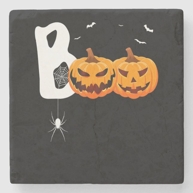 Spider Gift | Halloween Pumpkins Spider Stone Coaster (Front)