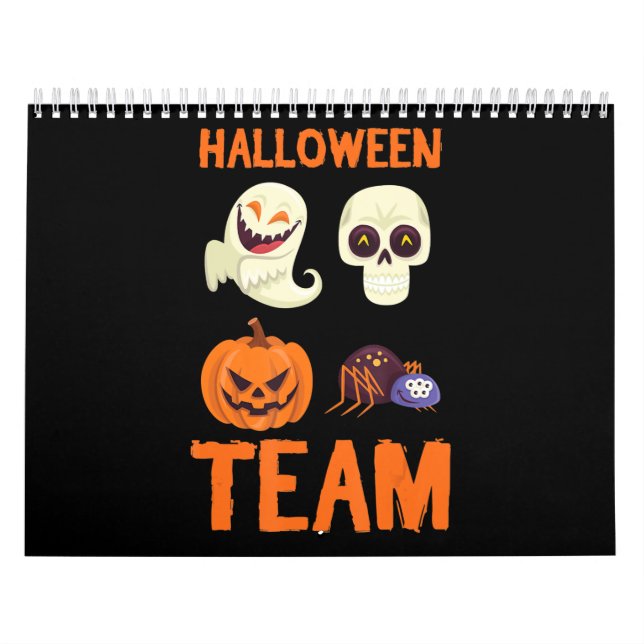 Spider Gift | Halloween Team Pumpkin Ghost Spider Calendar (Cover)