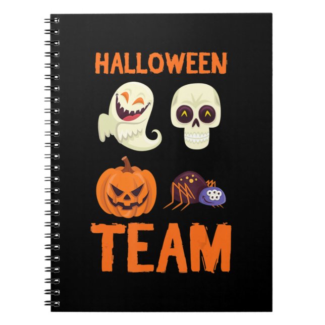 Spider Gift | Halloween Team Pumpkin Ghost Spider Notebook (Front)
