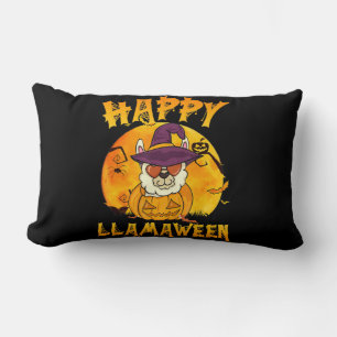 Spider Gift Happy Llamaween Llama Witch Spider Lumbar Cushion