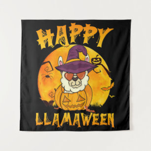 Spider Gift Happy Llamaween Llama Witch Spider Tapestry