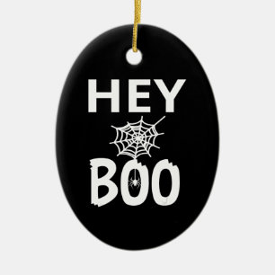 Spider Gift Hey Boo Halloween Funny Spider Web Ceramic Tree Decoration