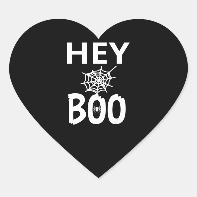 Spider Gift | Hey Boo Halloween Funny Spider Web Heart Sticker (Front)