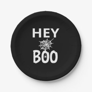 Spider Gift   Hey Boo Halloween Funny Spider Web Paper Plate