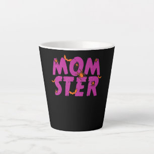 Spider Gift MOMSTER Spider Net And Bat Halloween Latte Mug