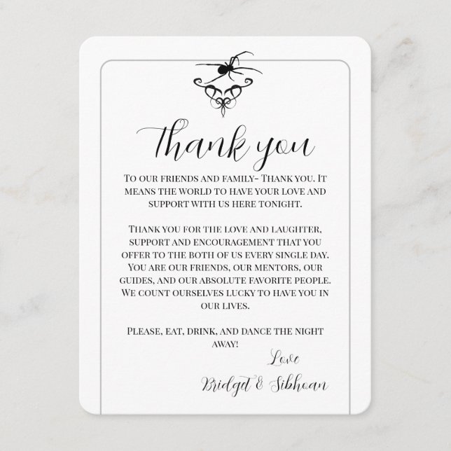 Spider Gothic Wedding Thank You Reception Card (Front)