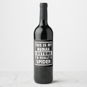 Spider Halloween Costume Funny Spider Costume Gift Wine Label