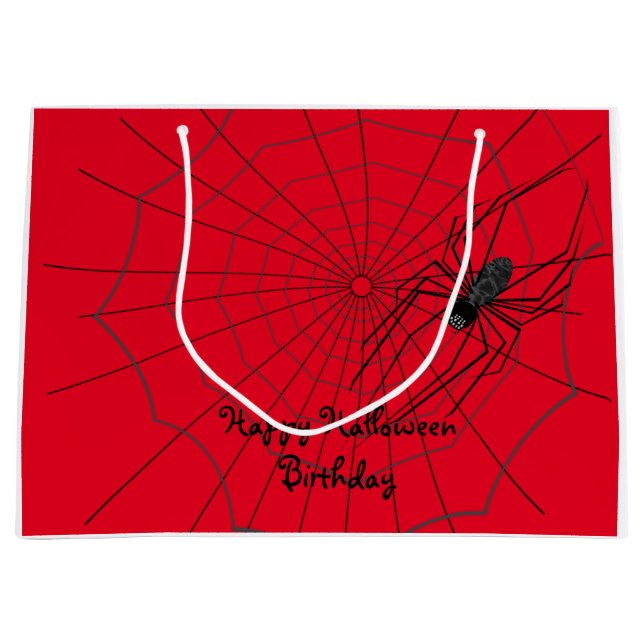 Spider Halloween Gift Bag, customise Large Gift Bag (Front)