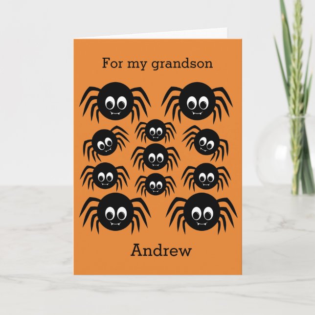 Spider Halloween Grandson Card (Front)