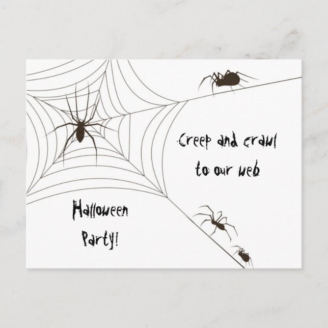 Spider Halloween Party Invitation Postcard (Front)