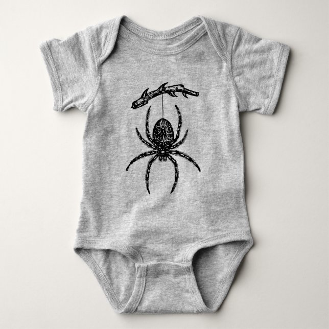 Spider Hanging From Branch Baby Bodysuit (Front)