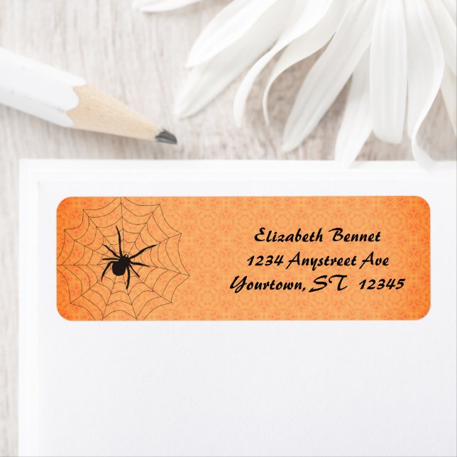 Spider in a Web Orange Background Halloween (Insitu)