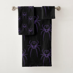Spider in Purple and Black Bath Towel Set