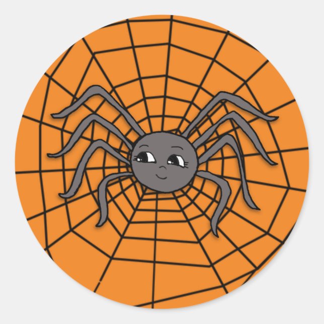 Spider in Spider Web Halloween Spooky Party Classic Round Sticker (Front)