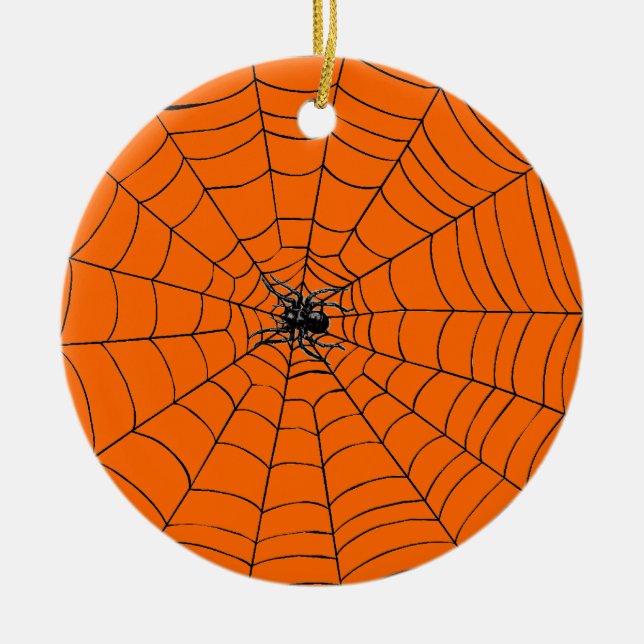 Spider in Web Ceramic Tree Decoration (Front)