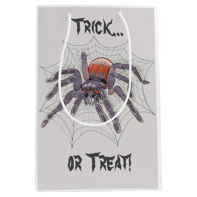 Spider in Web for Halloween Fun and Creepy Medium Gift Bag (Front)