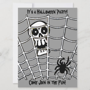 Spider in Web with Skull  Invitation