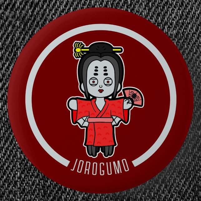 Spider Lady Jorogumo | Japanese Yokai 6 Cm Round Badge (Spider Lady Jorogumo Yokai Can Badge- Detail View)