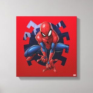 Spider-Man Leaping Out Of Spider Graphic Canvas Print