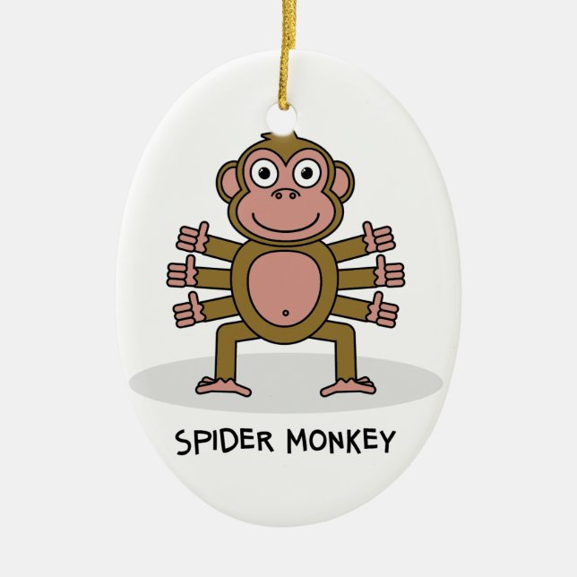 Spider Monkey Ceramic Tree Decoration (Front)