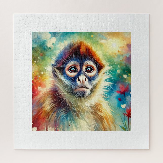 Spider Monkey Harmony 220824AREF117 - Watercolor Jigsaw Puzzle (Vertical)