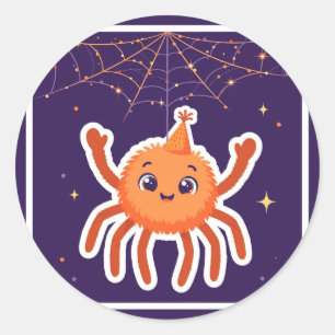 Spider Party Hat Halloween Classic Round Sticker