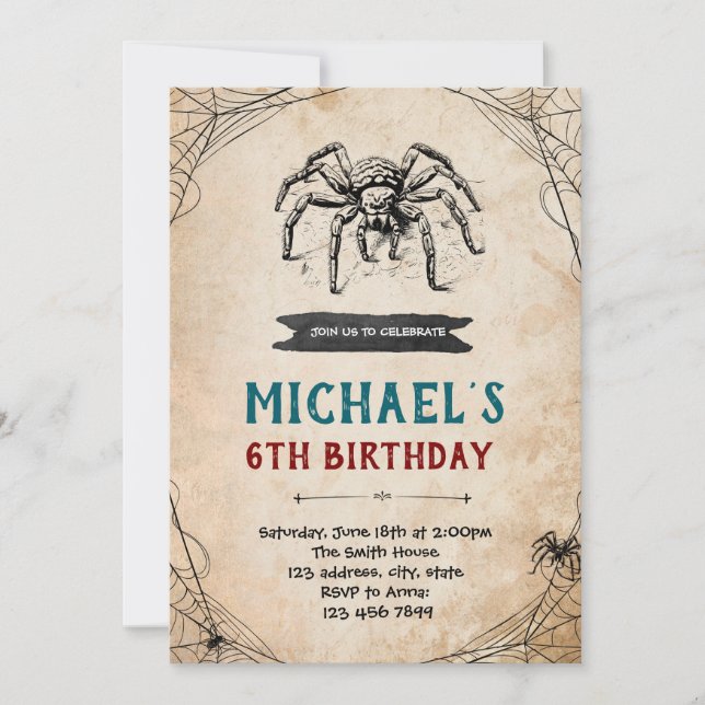 Spider party invitation (Front)