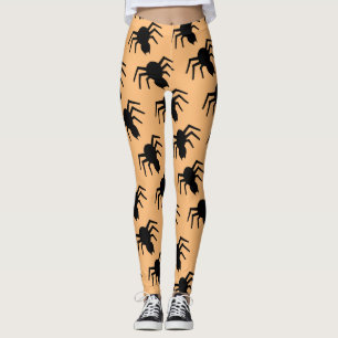 Spider pattern black orange leggings