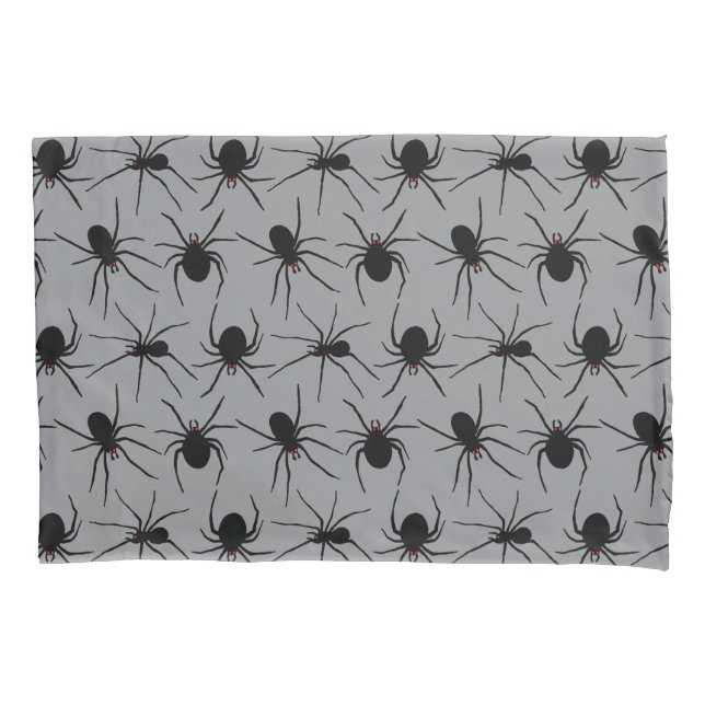 Spider Pattern On Grey Pillowcase (Front)