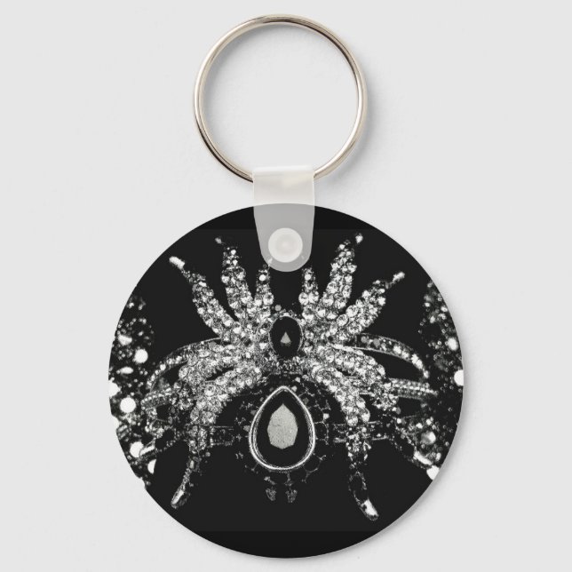 Spider rhinestone broach keychain (Front)