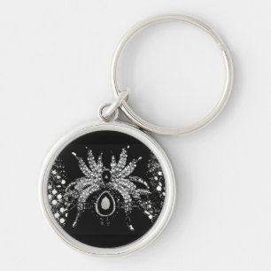 Spider rhinestone diamond look and black tarantula key ring