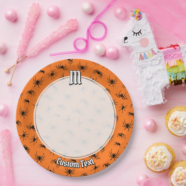 Spider Silhouettes Pattern Paper Plate (Party)
