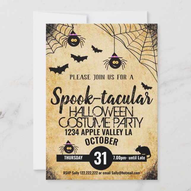 spider spooky halloween party spook-tacular invitation (Front)
