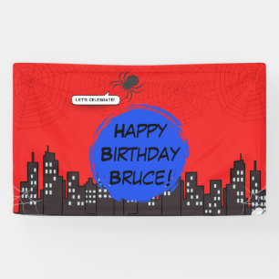 Spider Superhero Comic Birthday Banner