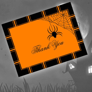 Spider Thank You Halloween Black/Orange Postcard
